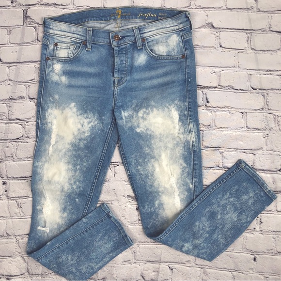 7 For All Mankind Josefina Distressed Skinny Boyfriend Jeans Sz 26 - Picture 3 of 16